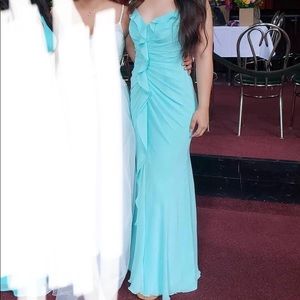 Long Ruched Bridesmaid Dress Ruffles Vera Wang